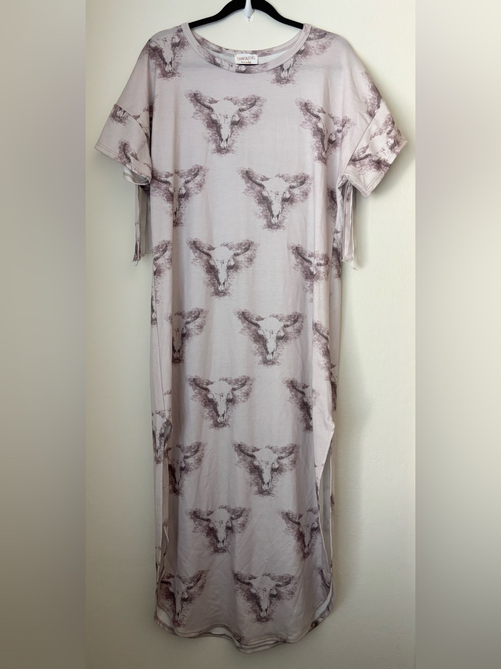 Fantastic Fawn Bull Print Fringe Dress Size Medium NEW Western Festival Rodeo